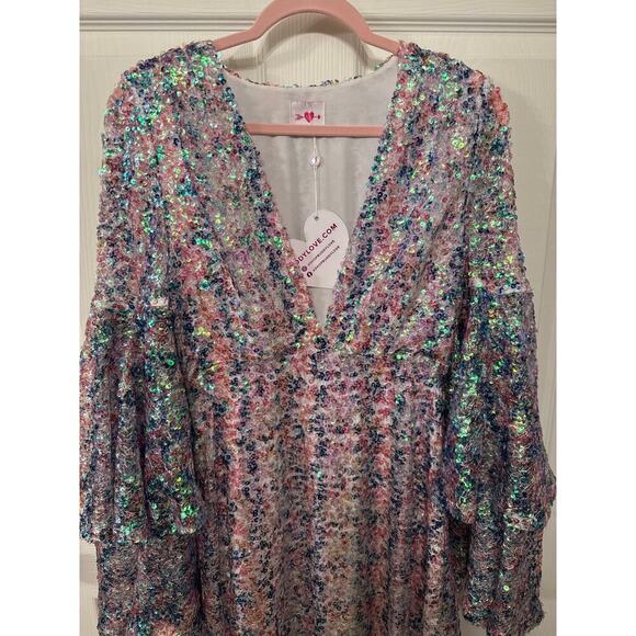 NWT Buddy Love Sequin Colette Long Sleeve Maxi Dress in Flash, S - Picture 6 of 12